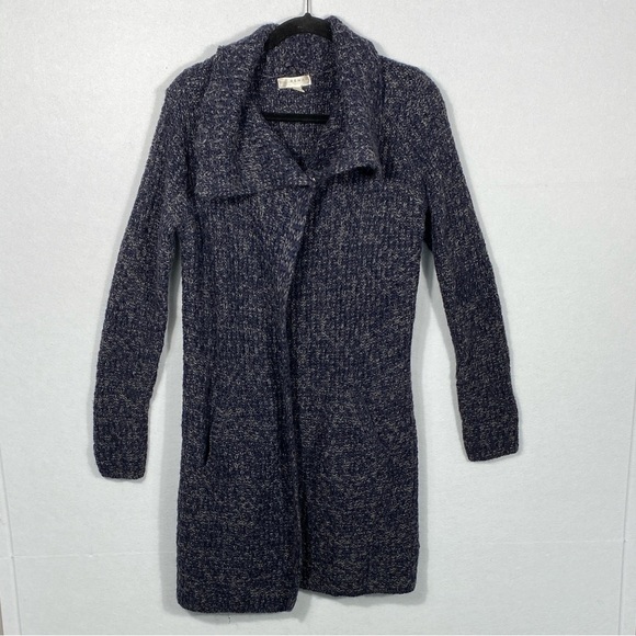Kenar Dark Blue Shawl Collar Wool/Alpaca Knit Duster Cardigan size large - Picture 2 of 13